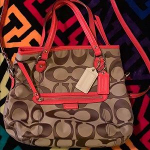 **SOLD**Coach tan and brown monogram
